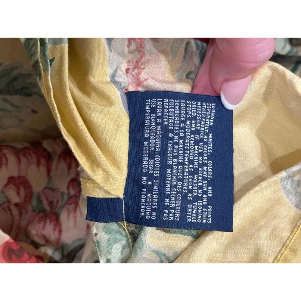 Ralph Lauren Floral Pillow Sham Set 2 Euro Square Yellow Rose Ruffle Cottagecore